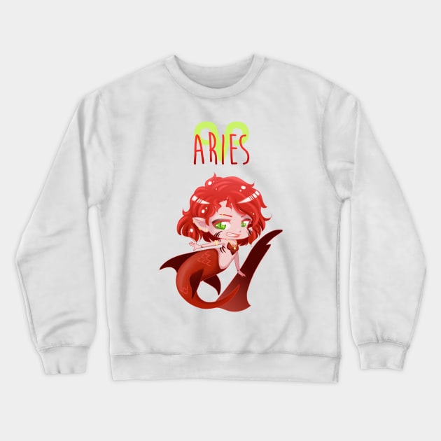 Aries Shark Mermaid Crewneck Sweatshirt by aPotatoBird